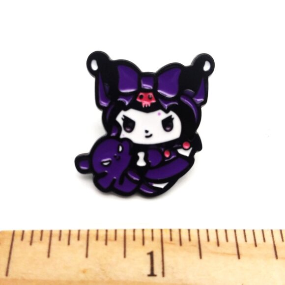 Kuromi Pin Enamel Purple Brooch Hello Kitty Friends Sanrio Trendy Stylish Emo - Picture 2 of 2